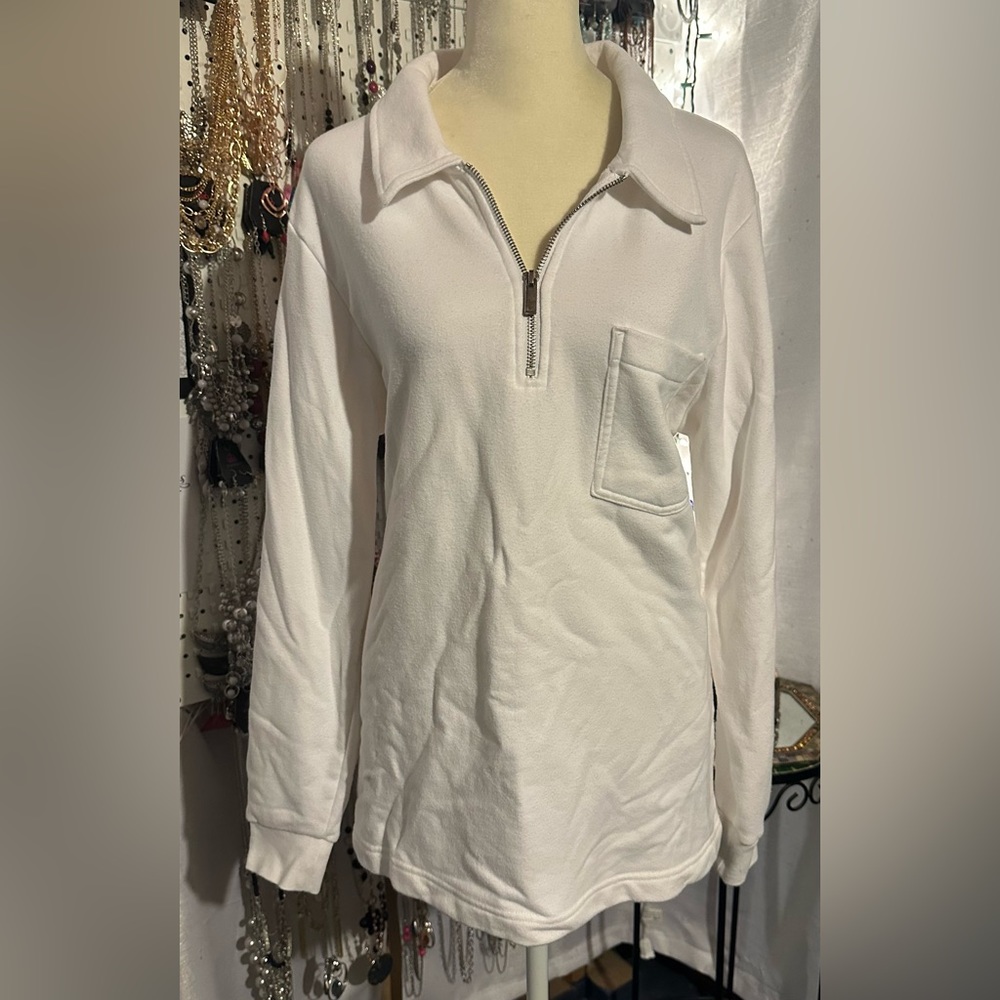 🍁3 for $25!🍁Land's End Ladies 1/4 Zip Serious Sweats Top Sz. L